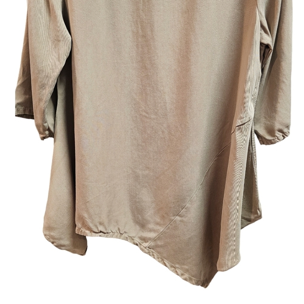 Bryn Walker Brown Asymmetrical Hem 3/4 Sleeve Top Size Small Linen Minimalist - Picture 7 of 10